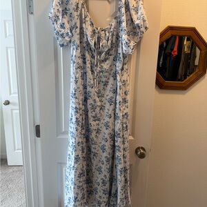SHEIN Blue and White Floral Maxi Dress